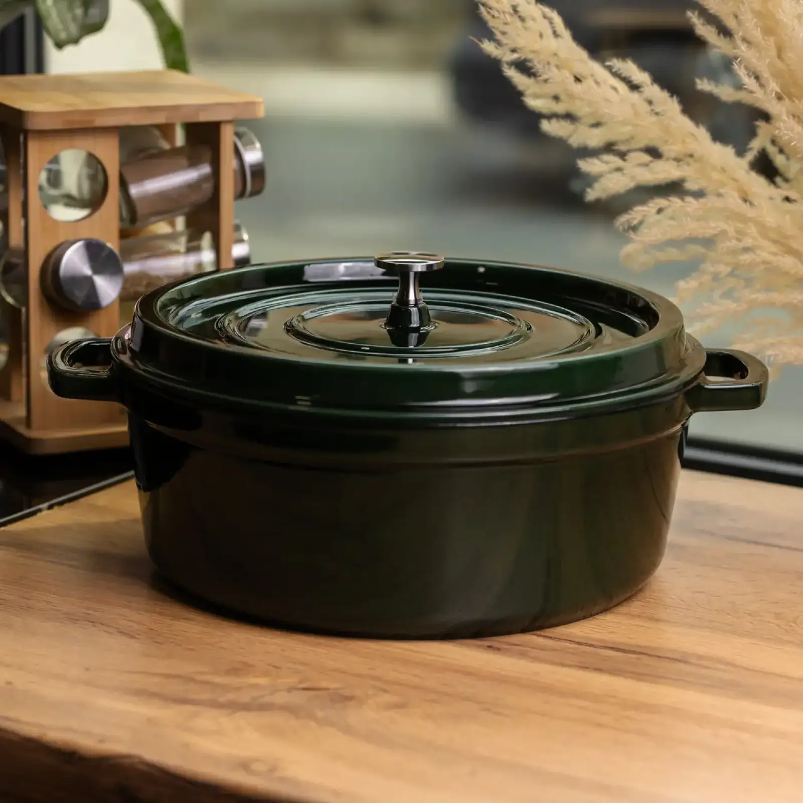 Кокотниця чавунна емальована 7,5 л, малахіт Yiwu HP-FLG-14 green UA