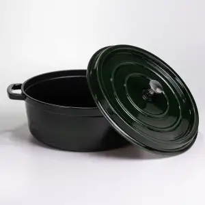 Кокотниця чавунна емальована 7,5 л, малахіт Yiwu HP-FLG-14 green UA