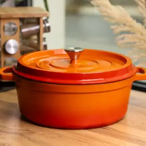 Кокотниця чавунна емальована 7,5 л, помаранчевий Yiwu HP-FLG-7 ORANGE UA