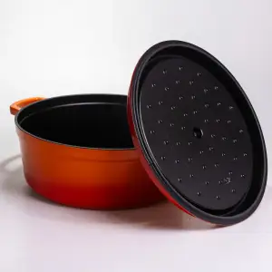 Кокотниця чавунна емальована 7,5 л, помаранчевий Yiwu HP-FLG-7 ORANGE UA
