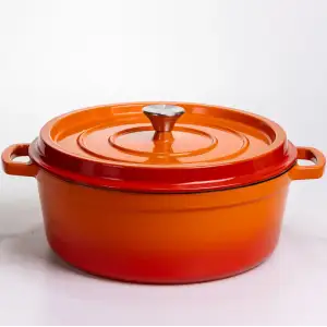 Кокотниця чавунна емальована 7,5 л, помаранчевий Yiwu HP-FLG-7 ORANGE UA