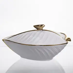 Супница 800 (мл) кастрюля 26×18×14 (см) с крышкой Белый с золотом XL-4074AG Yiwu UA