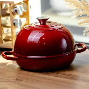 Жаровня-голландська піч чавунна емальована 2 л, червоний Yiwu HP-FLG-22 RED UA