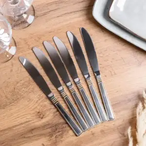 Набор столовых ножей 6 шт нержавеющая сталь хром из золотом HP700 TS Kitchen UA