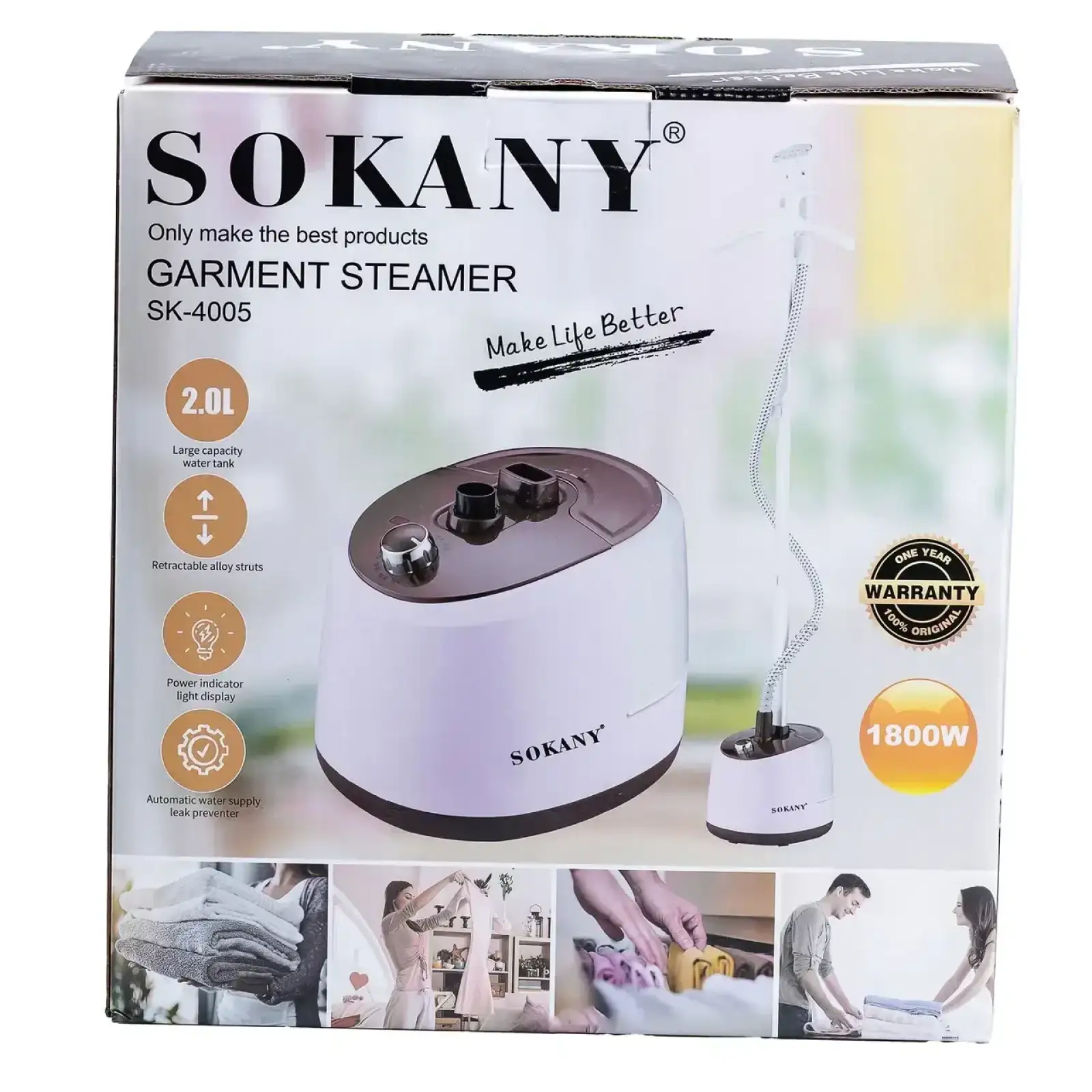 Напольный отпариватель для одежды Sokany SK4005P на 2 л 1800 Вт розовый UA