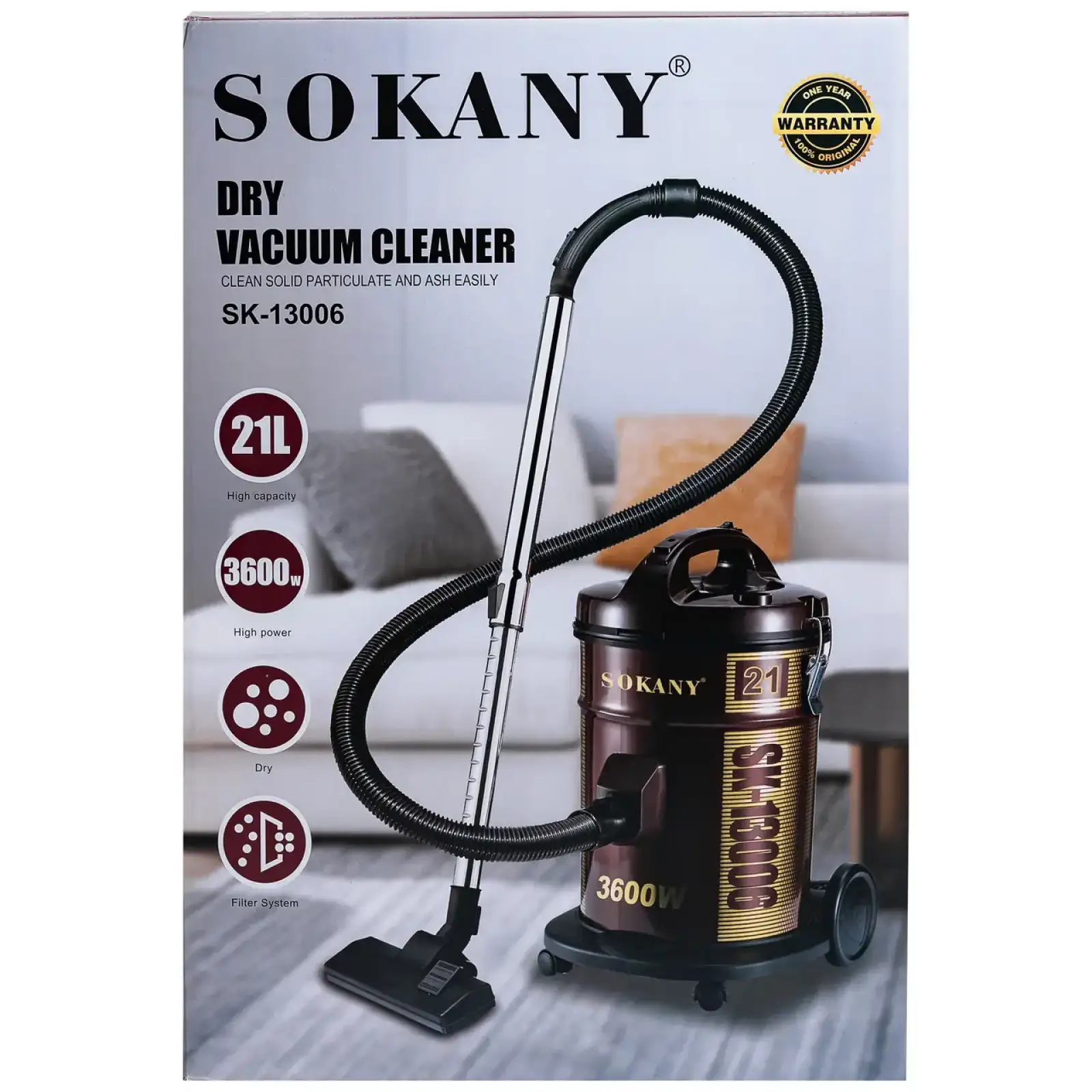 Пылесос SOKANY SK-13006 профессиональный с мешком 21 л UA