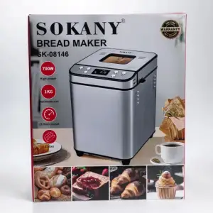 Хлібопічка автоматична на 1 кг Sokany 700 Вт 15 програм домашня електрична хлібопічка SK-08146 UA