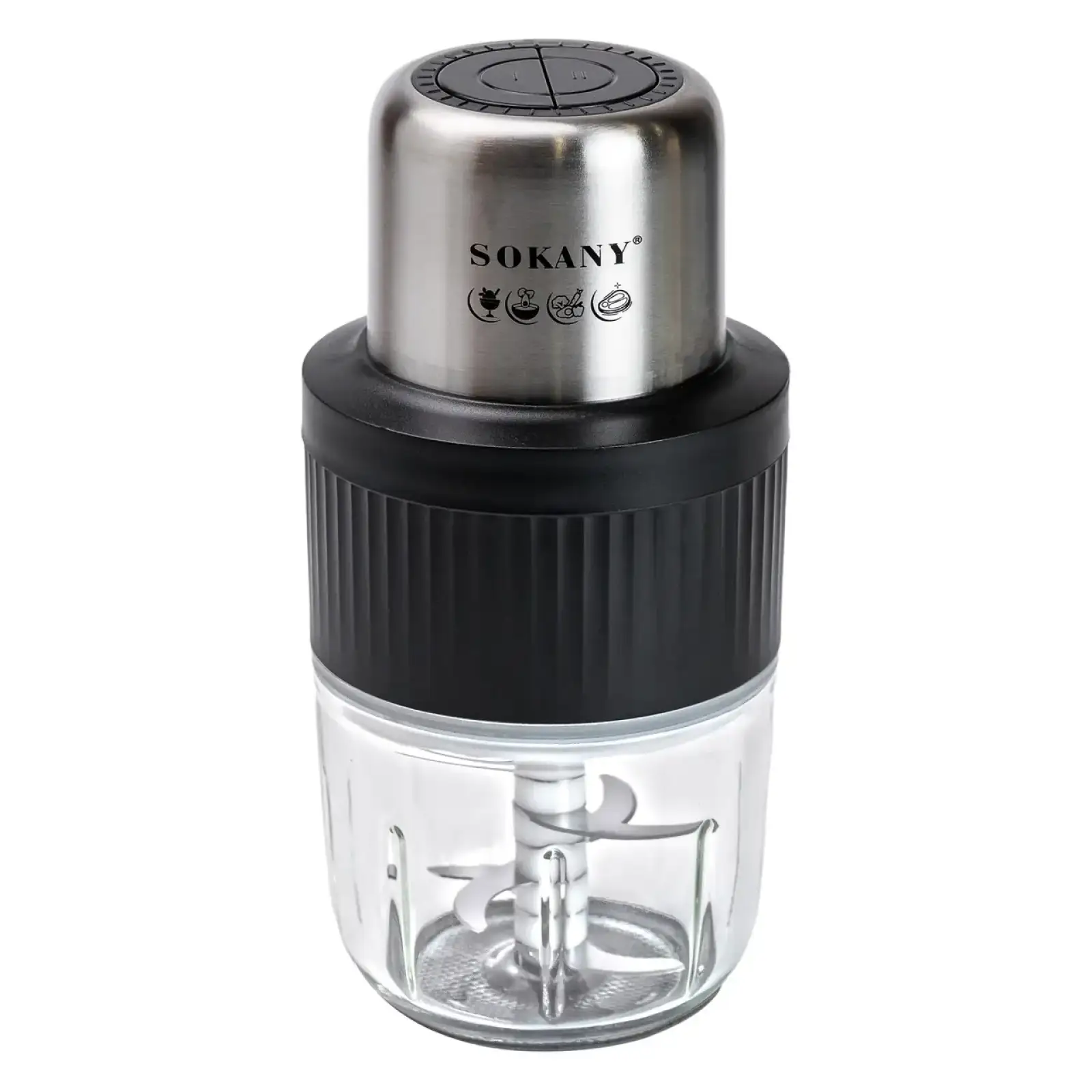 Чопер подрібнювач Sokany SKYM7032W 2в1 з чашами 0.5 і 1.5 л 800 Вт Білий UA