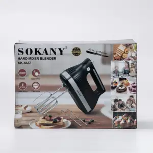 Міксер ручний з 2 насадками Sokany SK-6632 300 Вт чорний UA