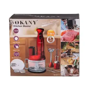 Кухонный комбайн с чашей 7 в 1 Sokany SM-5011-7 700 Вт с насадками Красный UA