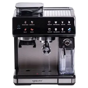 Кофеварка рожковая 4в1с кофемолкой 1800 Вт резервуар 2.6 л Sokany SK-04032 UA