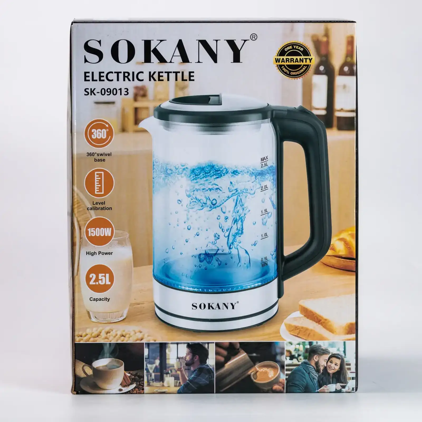 Чайник электрический Sokany SK-09013 2.5 литра прозрачный UA