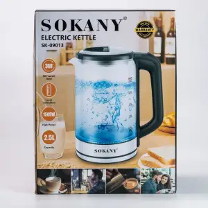 Чайник электрический Sokany SK-09013 2.5 литра прозрачный UA
