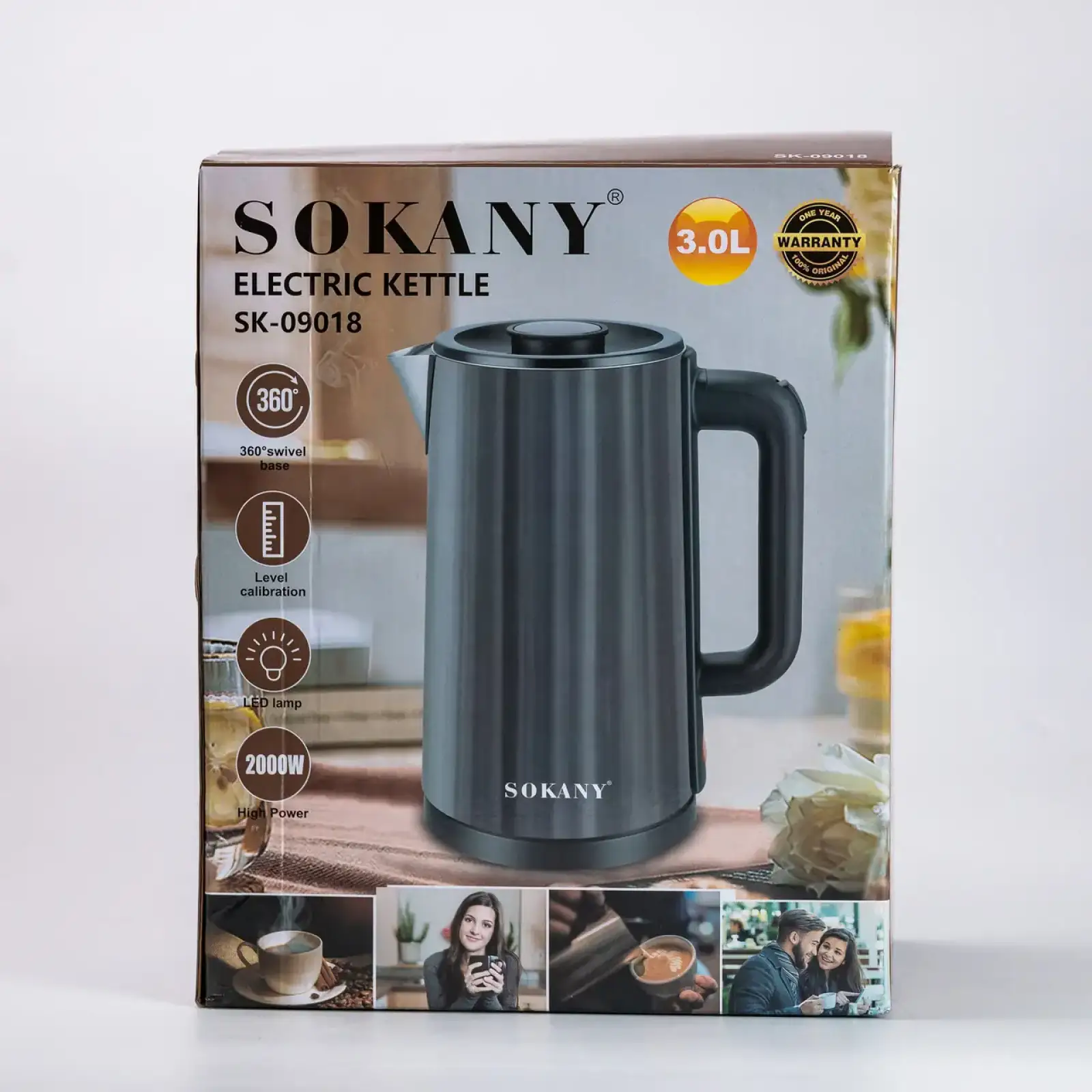 Електрочайник Sokany 3 літри Сірий SK-09018G UA