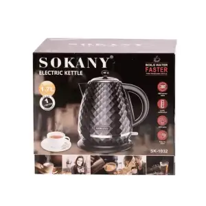 Електрочайник Sokany 1,7 л дисковий з автовідключенням 2200 Вт Білий SK-1032W UA