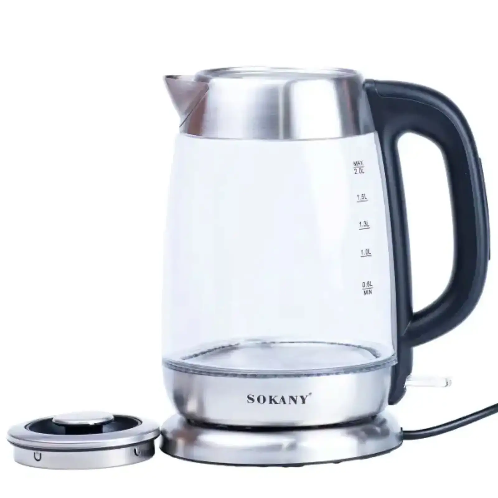 Електрочайник Sokany Electric Kettle 2000W 2l прозорий чайник SKSH1069 UA