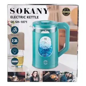 Електрочайник побутовий 2,3 л Sokany дисковий з автовимкненням SK-SH-1071BL UA