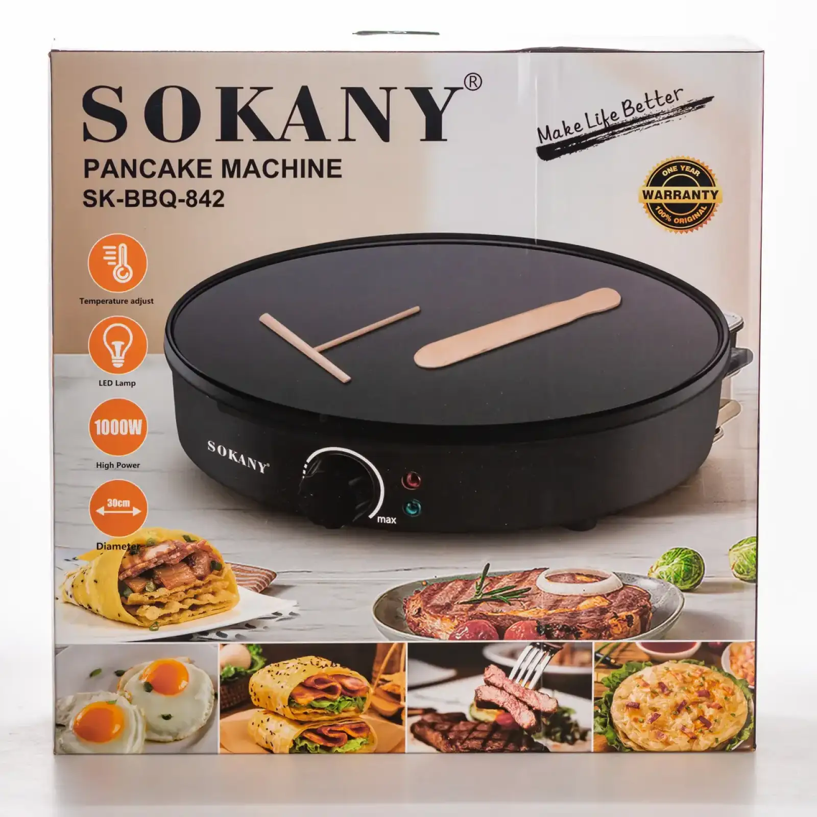 Блинница электрическая Sokany SK-BBQ-842 электроблинница Ø30 см автоматическая блинница для дома профессиональная Yiwu UA