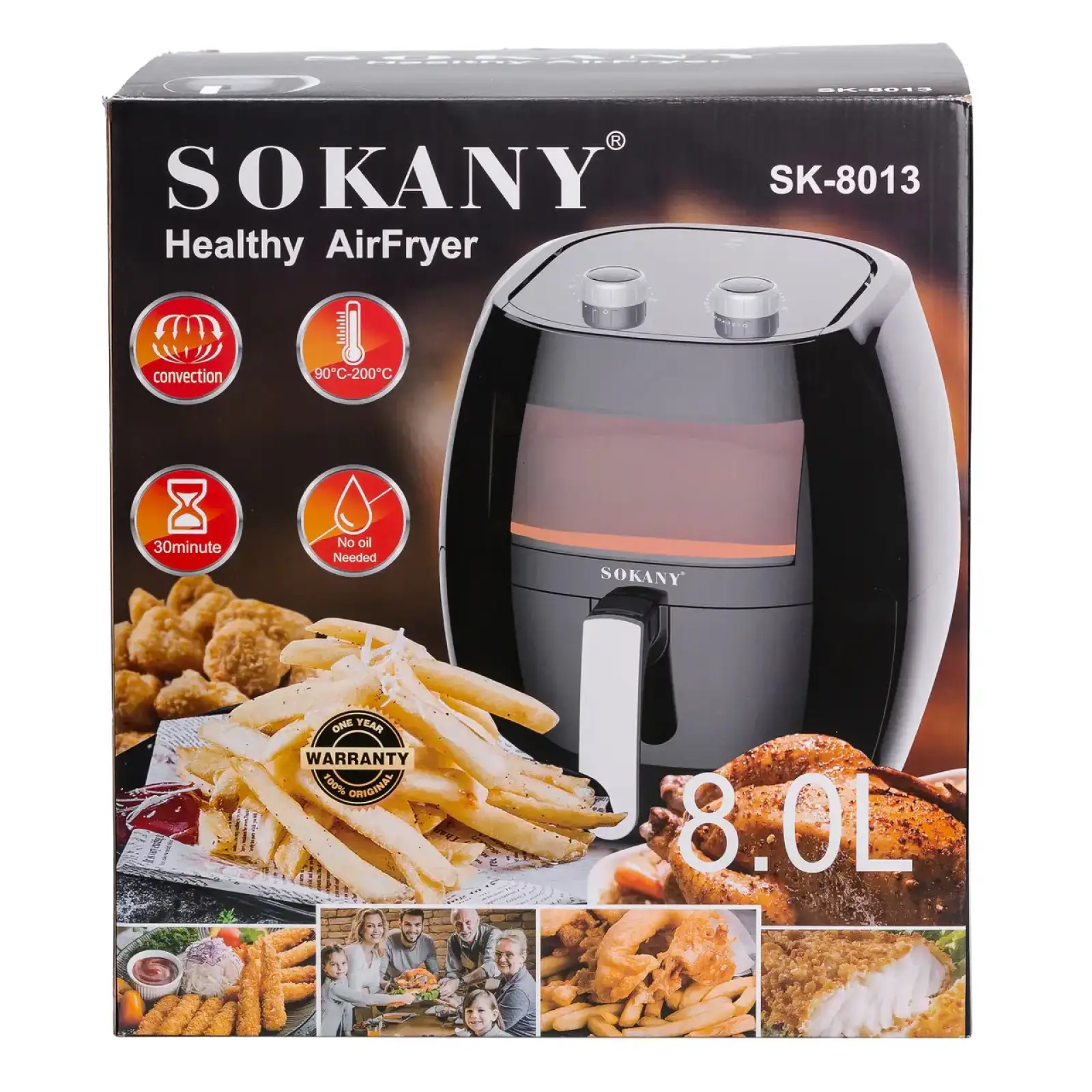 Мультипіч Sokany на 8 літрів 1800 Вт чорна SK8013 UA