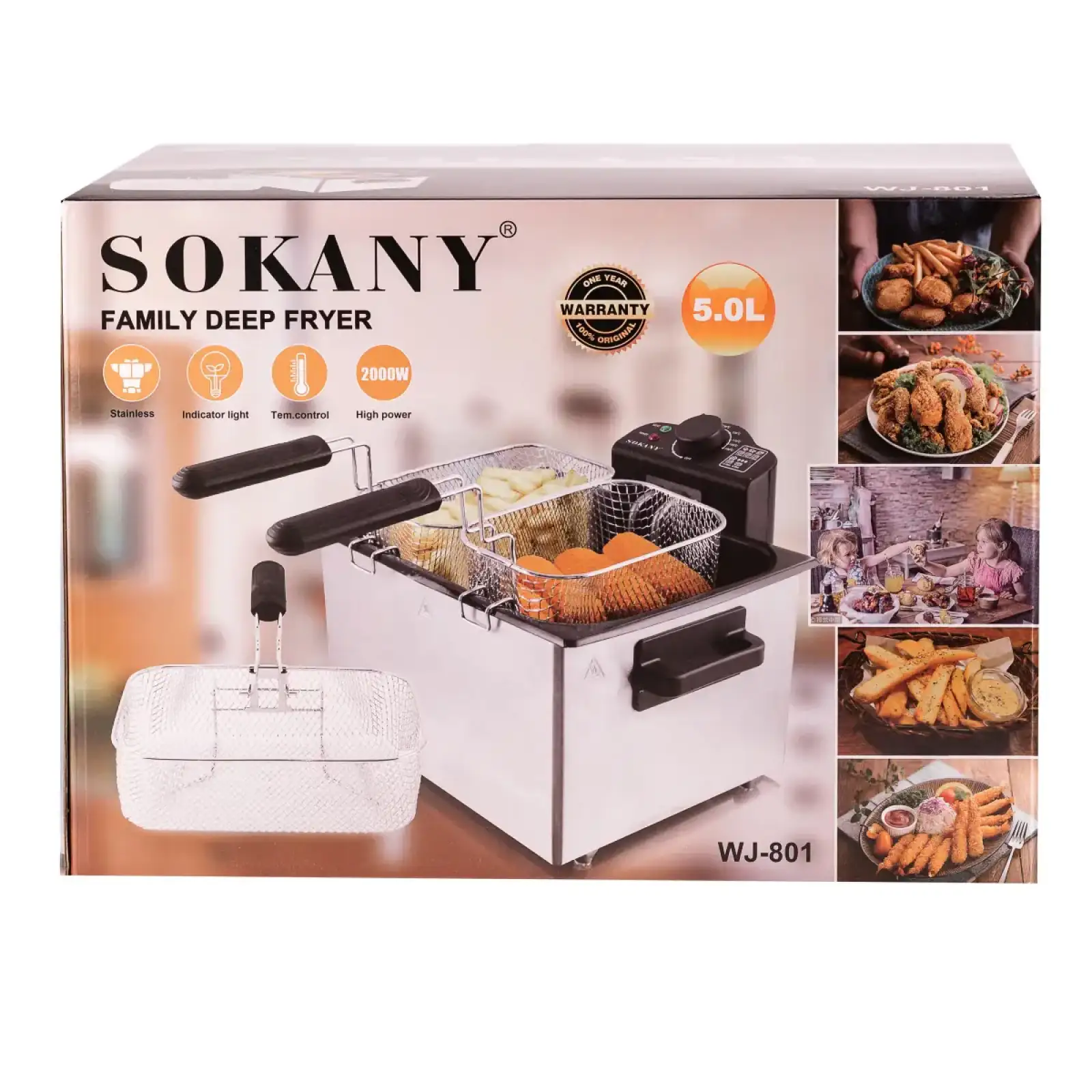 Фритюрниця Sokany WJ801 електрична на 5 літрів, професійна UA