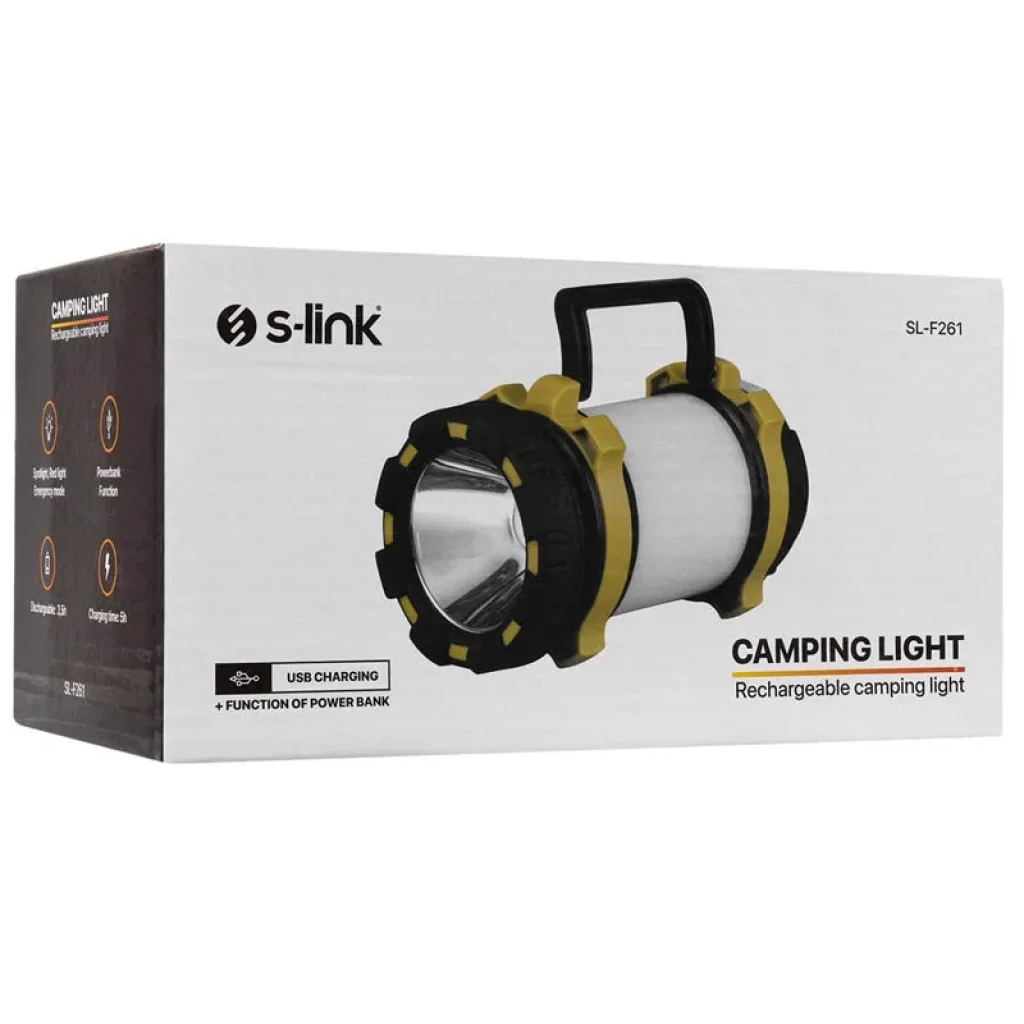 Ліхтар акумуляторний S-link SL-F261 5WLed+40 SMD+20 Red Led 3000mAh USB+Powerbank Чорний