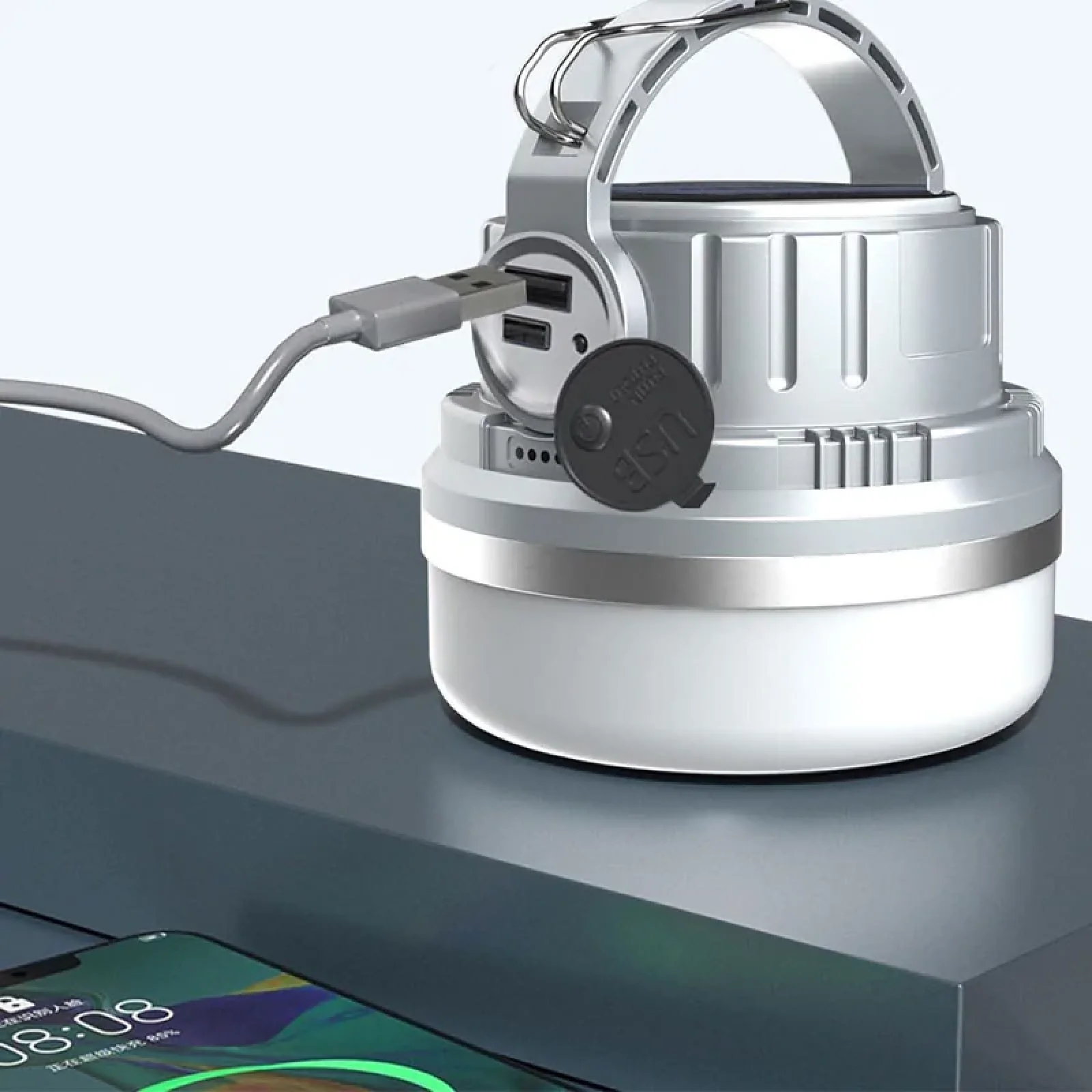 Кемпінговий ліхтар акумуляторний AK-004 Solar Silver