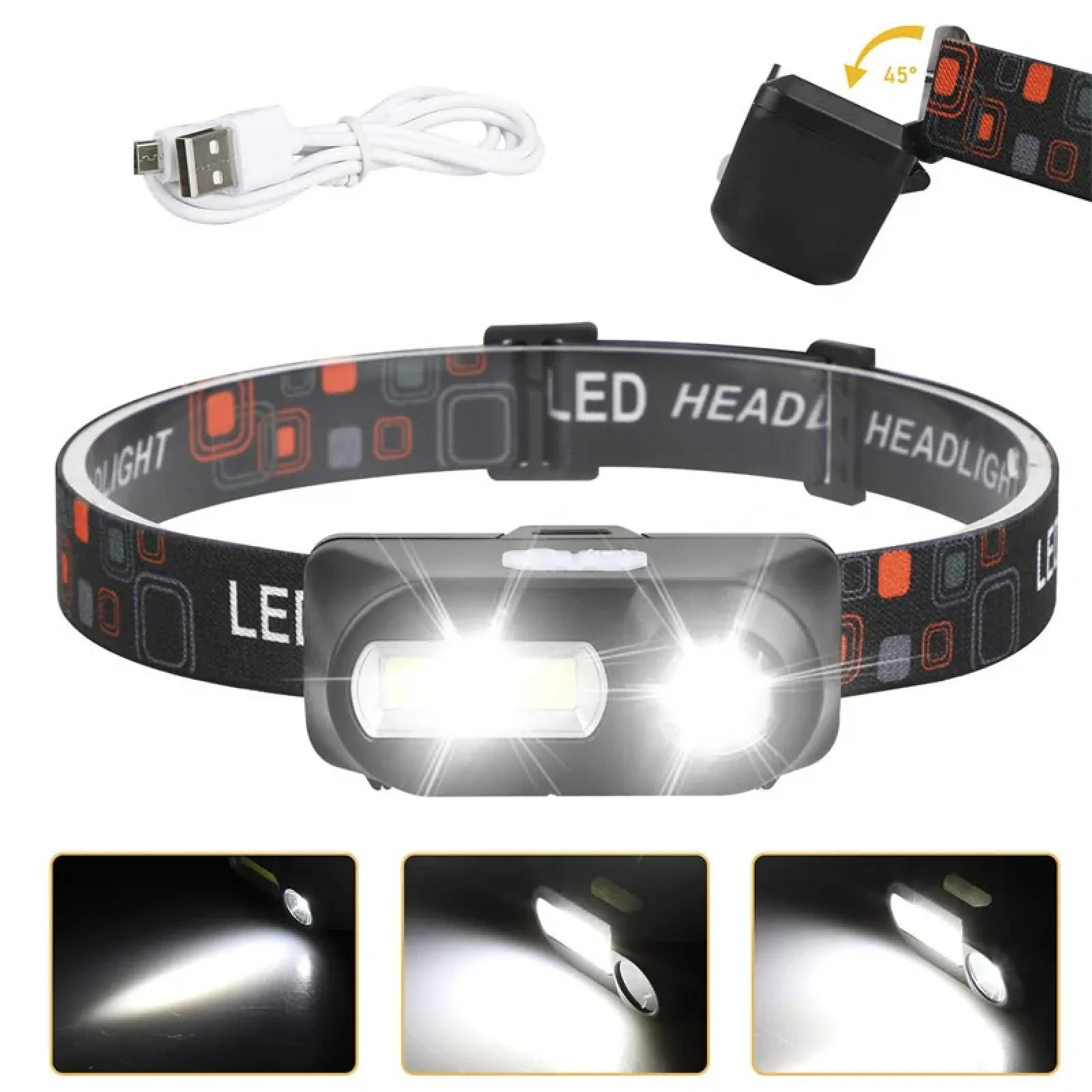 Налобний ліхтар LED Double light 1804 Black
