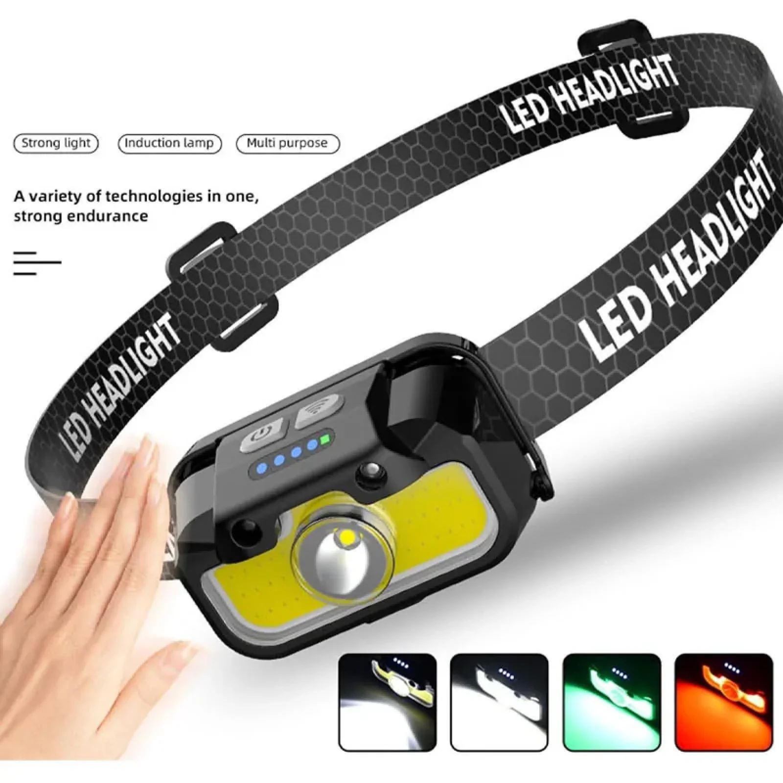 Налобний ліхтар акумуляторний LED RGB 1806 Black UA