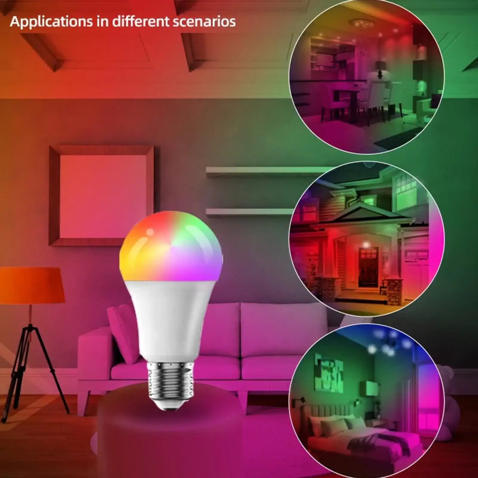 Світлодіодна RGB лампочка Smart bulb light 1 with Bluetooth E27 with app White