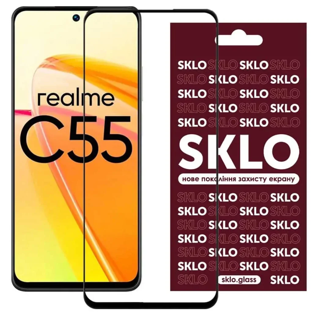 Захисне скло Full Glue 5D Black для Realme C55