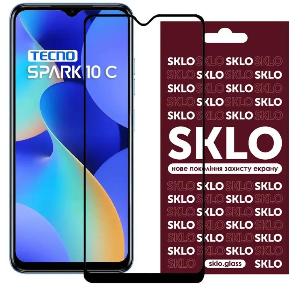 Захисне скло Full Glue 5D Black для TECNO Spark 10C