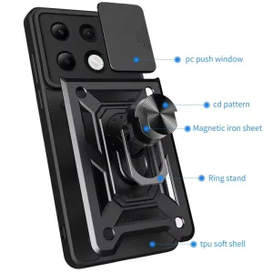 Чехол Camshield Serge Ring для Xiaomi Redmi Note 13 Pro 4G, Xiaomi Redmi Note 14s, Poco M6 Pro 4G Black