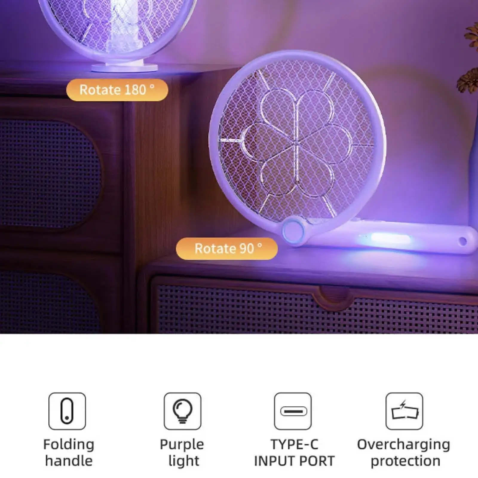 Пастка для комах з UV підсвічуванням WD-989 Rechargeable 1200 mAh White