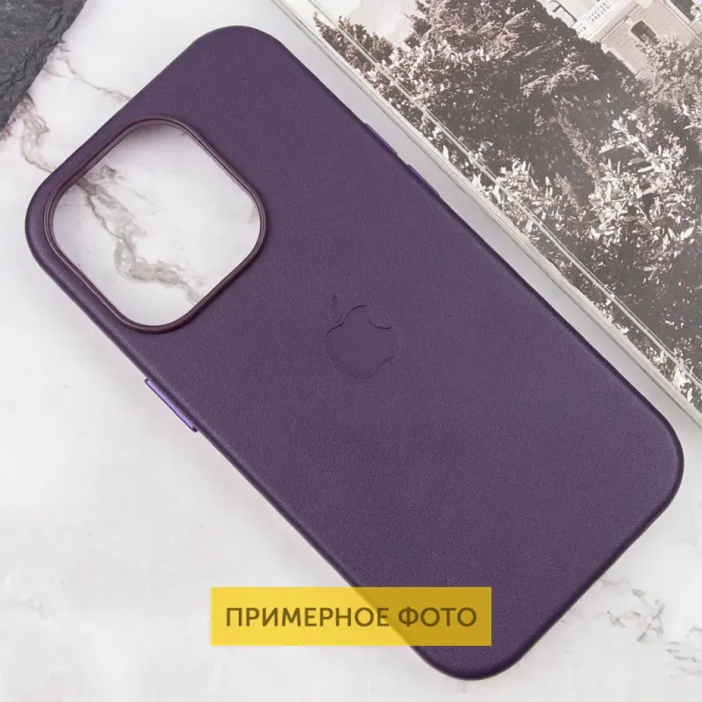 Чохол Leather Case (AAA) with MagSafe and Animation для Apple iPhone 16 Dark Purple