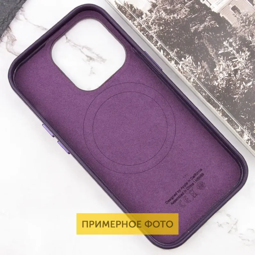 Чохол Leather Case (AAA) with MagSafe and Animation для Apple iPhone 16 Dark Purple