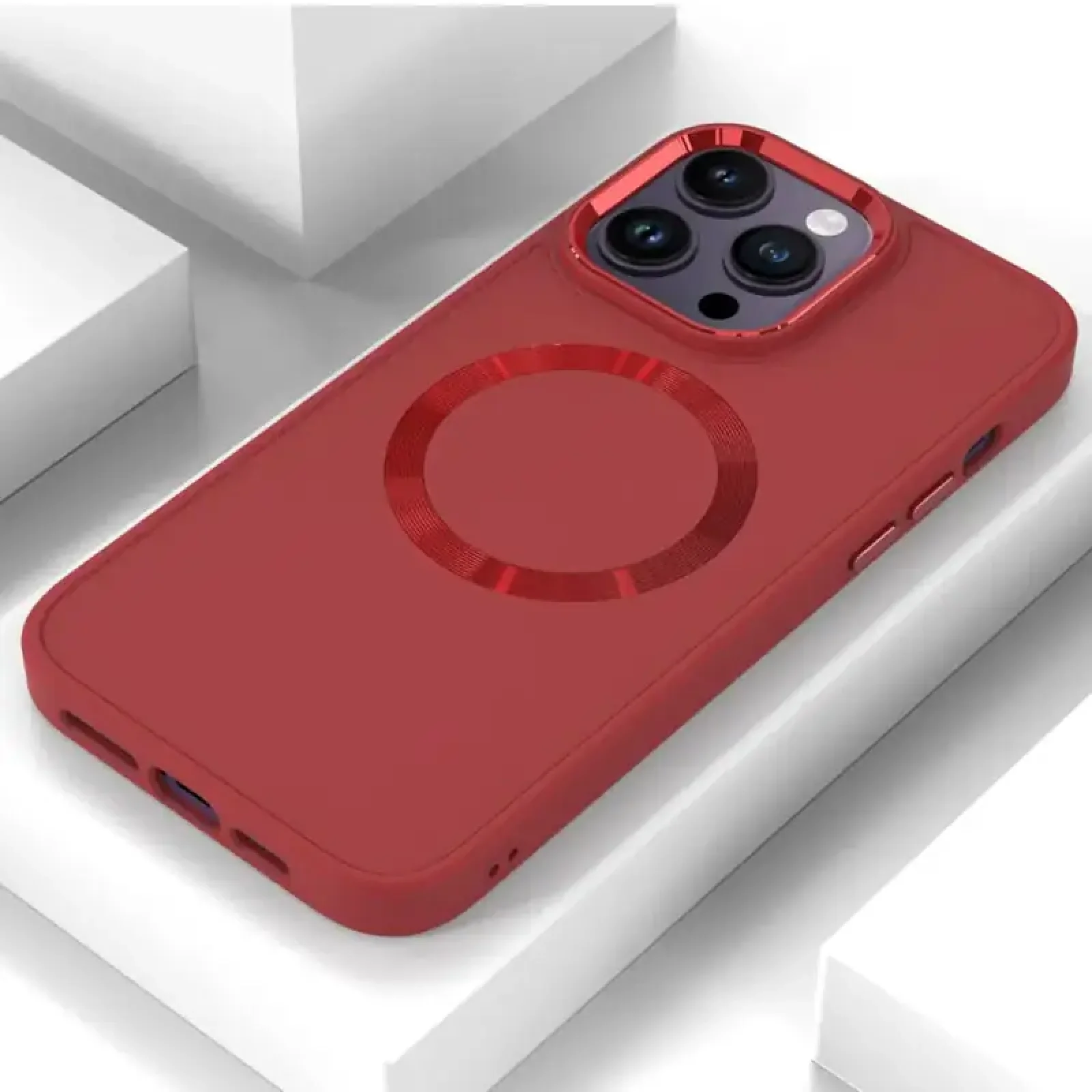 Чехол Bonbon Metal Style with MagSafe для Apple iPhone 16 Pro Max Red