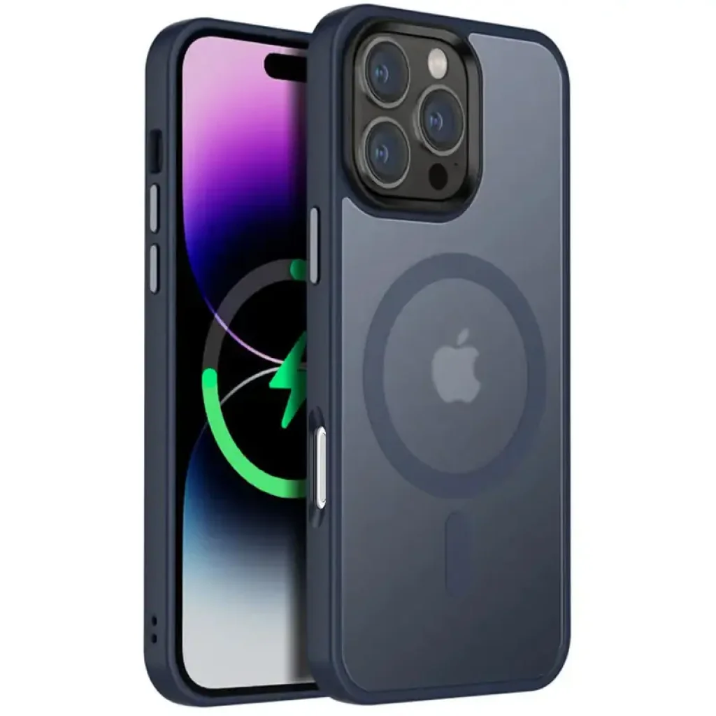 Чохол Metal Buttons with MagSafe Colorful для Apple iPhone 16 Pro Max Navy Blue