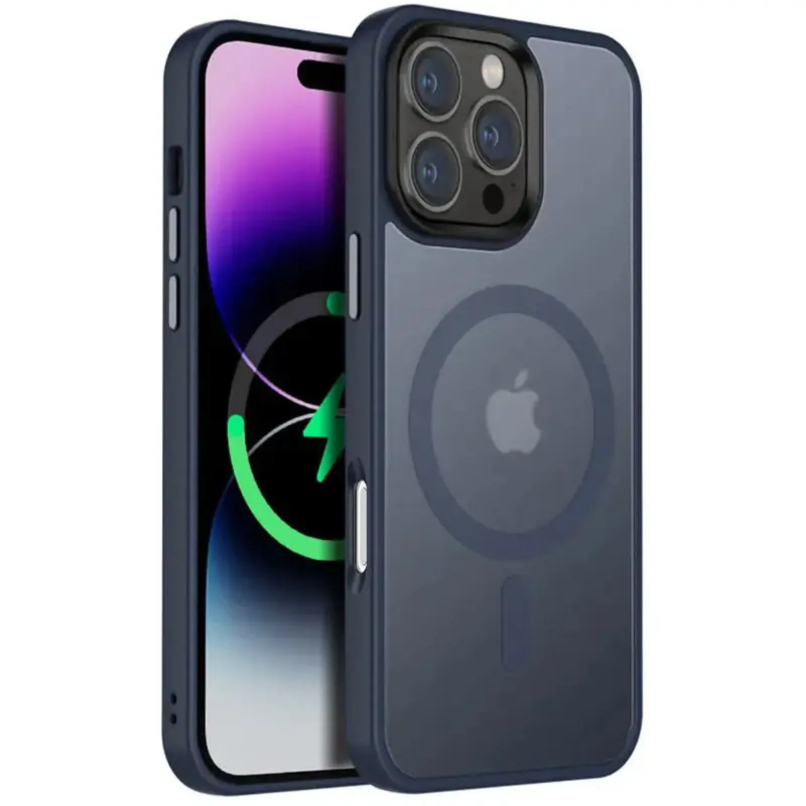 Чехол Metal Buttons with MagSafe Colorful для Apple iPhone 16 Pro Max Navy Blue