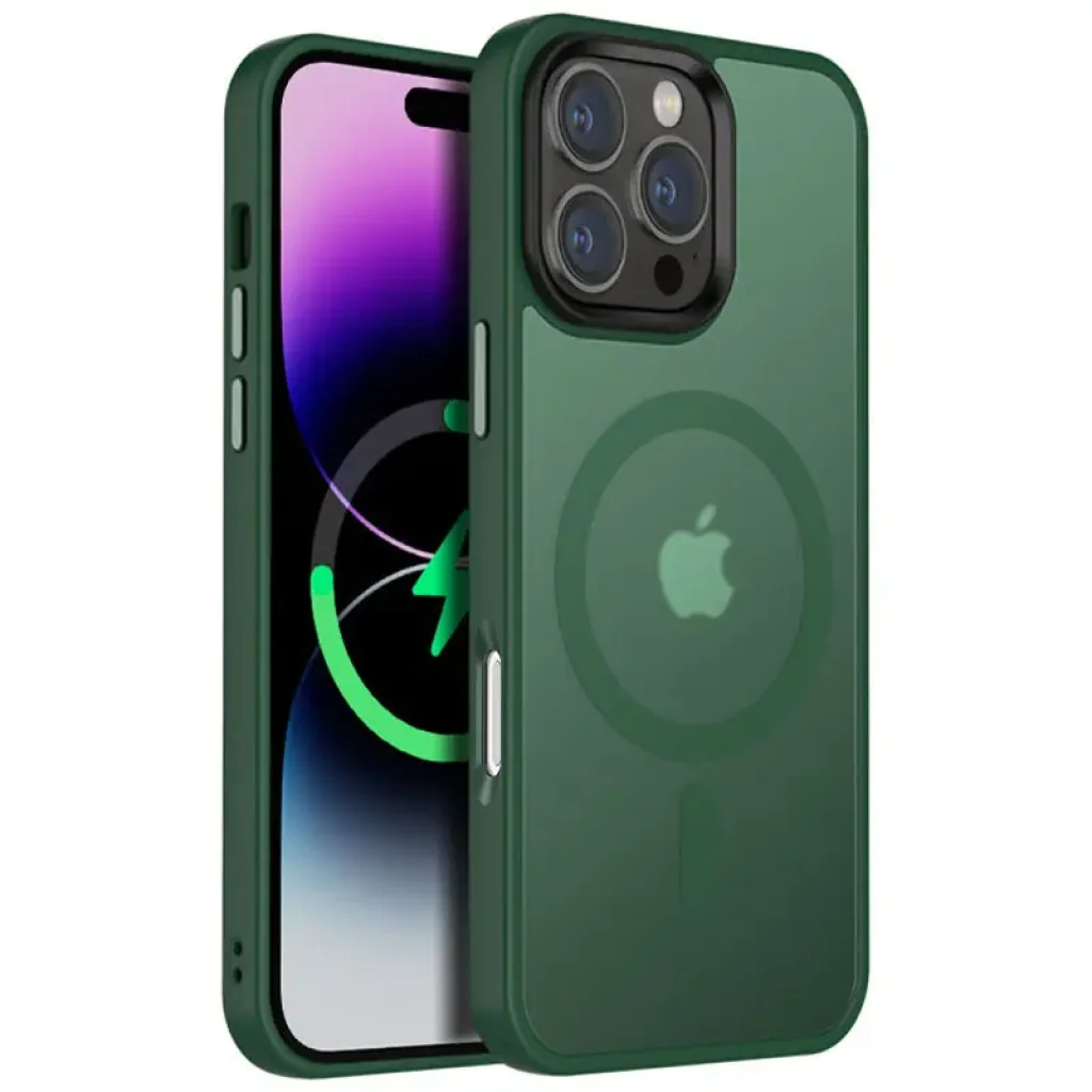 Чохол Metal Buttons with MagSafe Colorful для Apple iPhone 16 Pro Max Dark Green