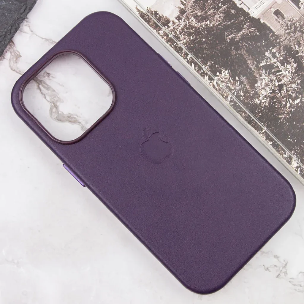 Чохол Leather Case (AAA) with MagSafe and Animation для Apple iPhone 16 Pro Max Dark Purple