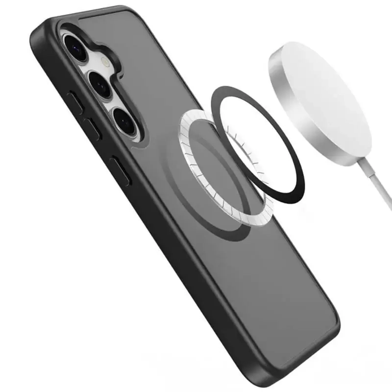 Чохол TPU+PC Metal Buttons with MagSafe Colorful для Samsung Galaxy S25 Edge Black