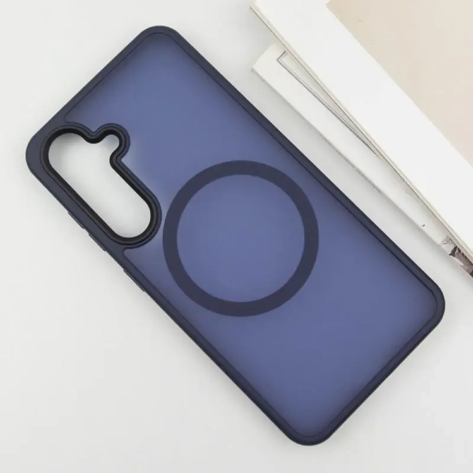 Чехол TPU+PC Metal Buttons with MagSafe Colorful для Samsung Galaxy S25 Edge Navy Blue