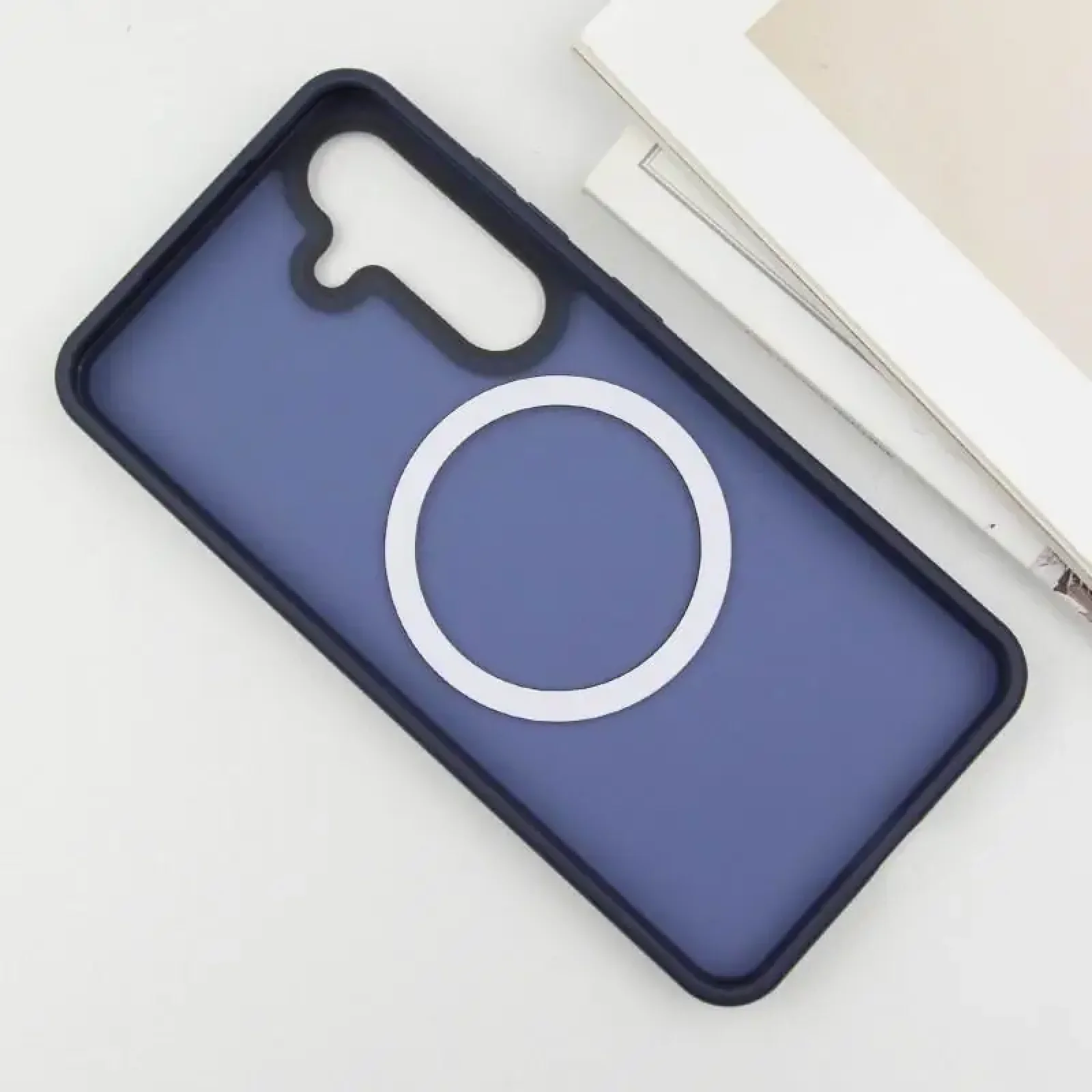 Чехол TPU+PC Metal Buttons with MagSafe Colorful для Samsung Galaxy S25 Edge Navy Blue