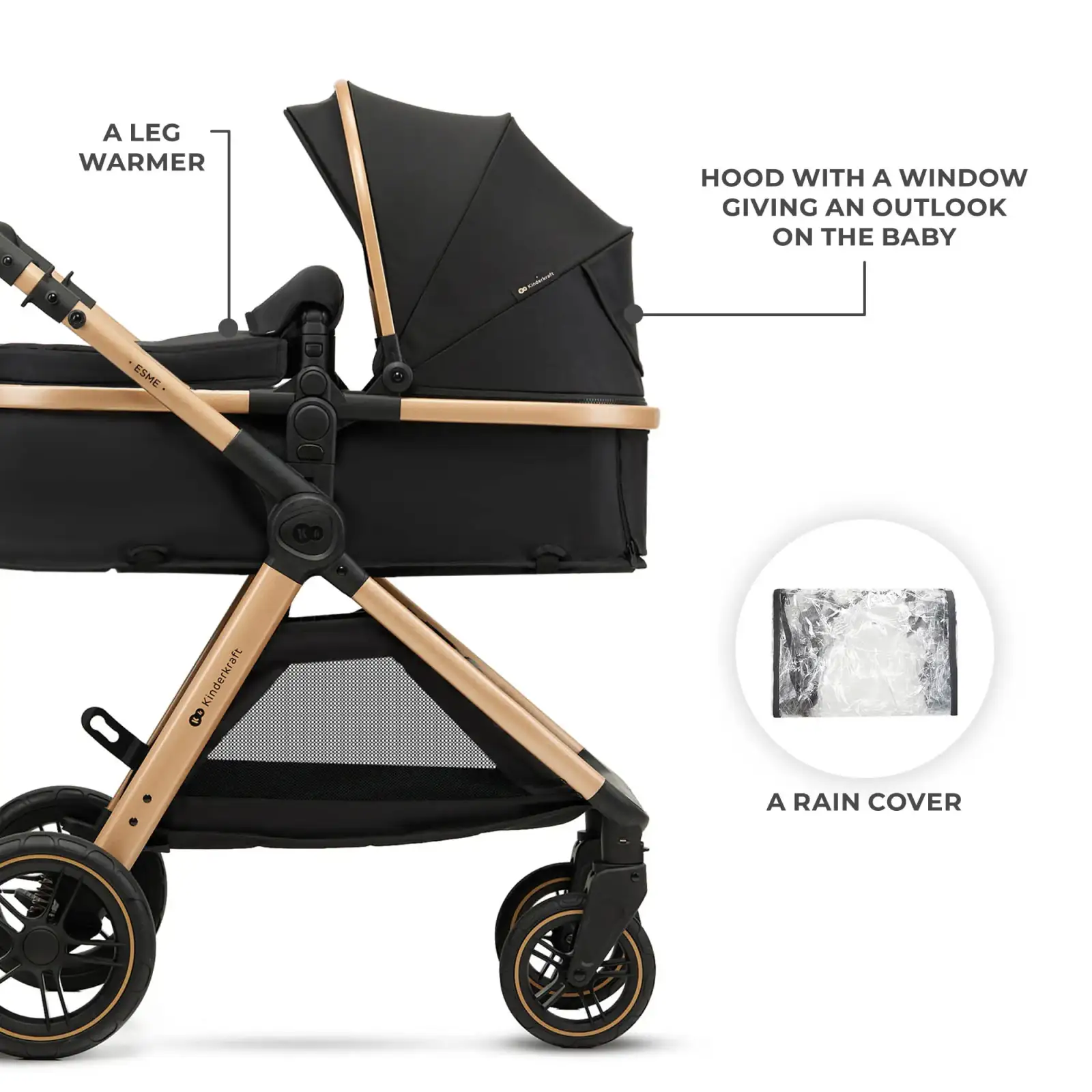 Универсальная коляска 3 в 1 Kinderkraft Esme Pro Pure Black (KSESME00BLK300N)