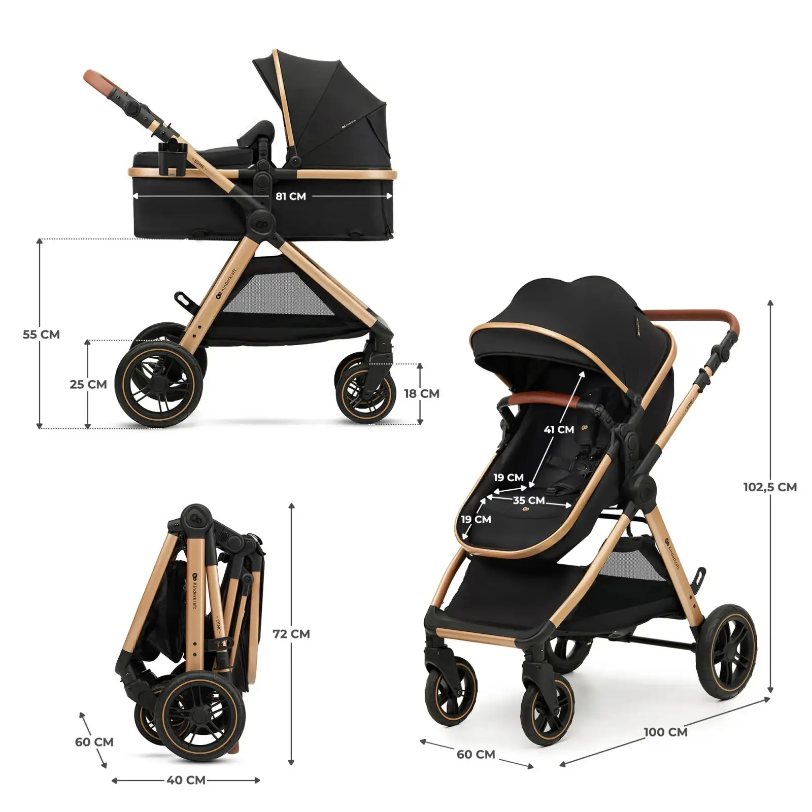 Универсальная коляска 2 в 1 Kinderkraft Esme Black (KSESME00BLK2000)