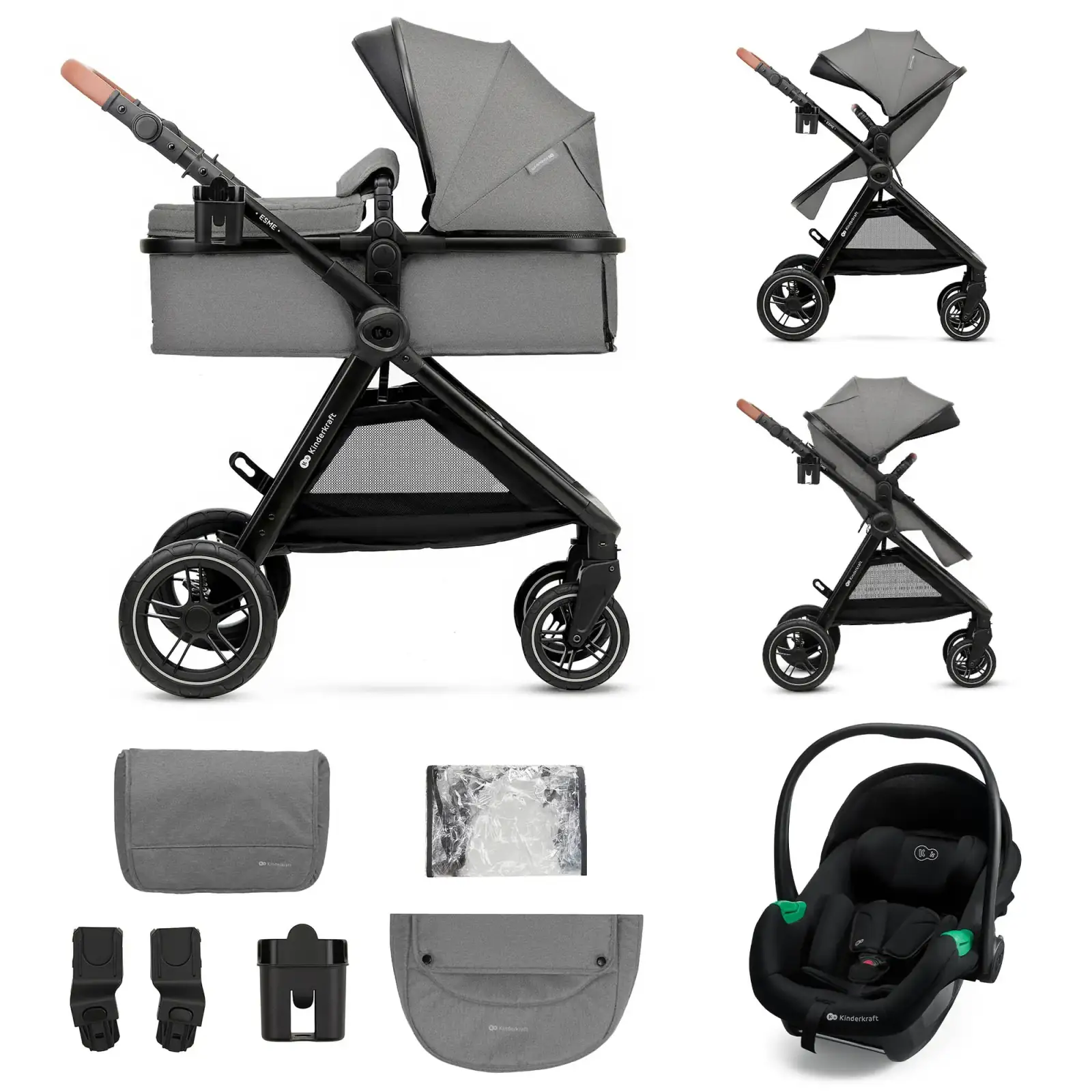 Универсальная коляска 3 в 1 Kinderkraft Esme Pro Gray (KSESME00GRY300N)