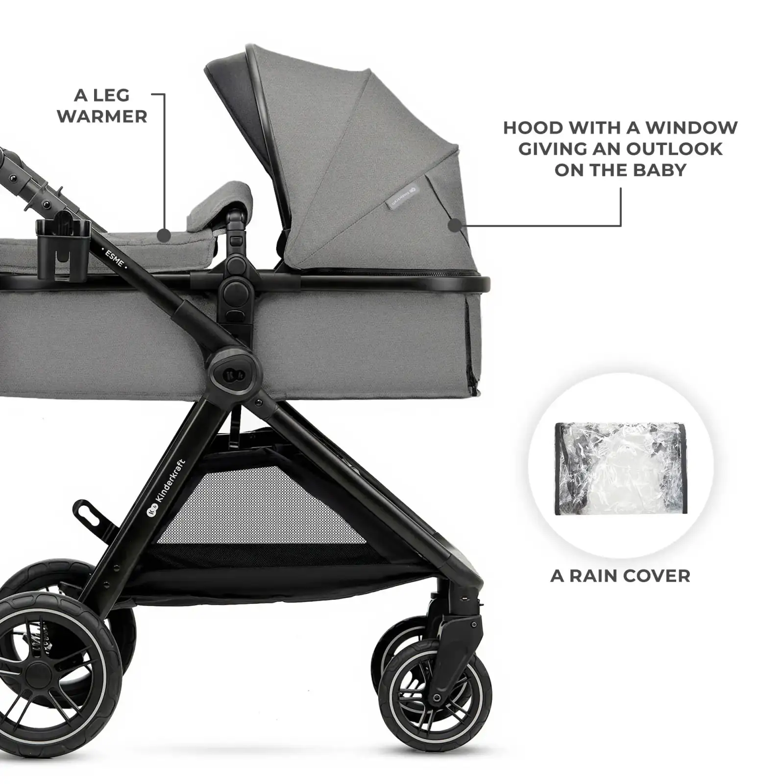 Универсальная коляска 3 в 1 Kinderkraft Esme Pro Gray (KSESME00GRY300N)