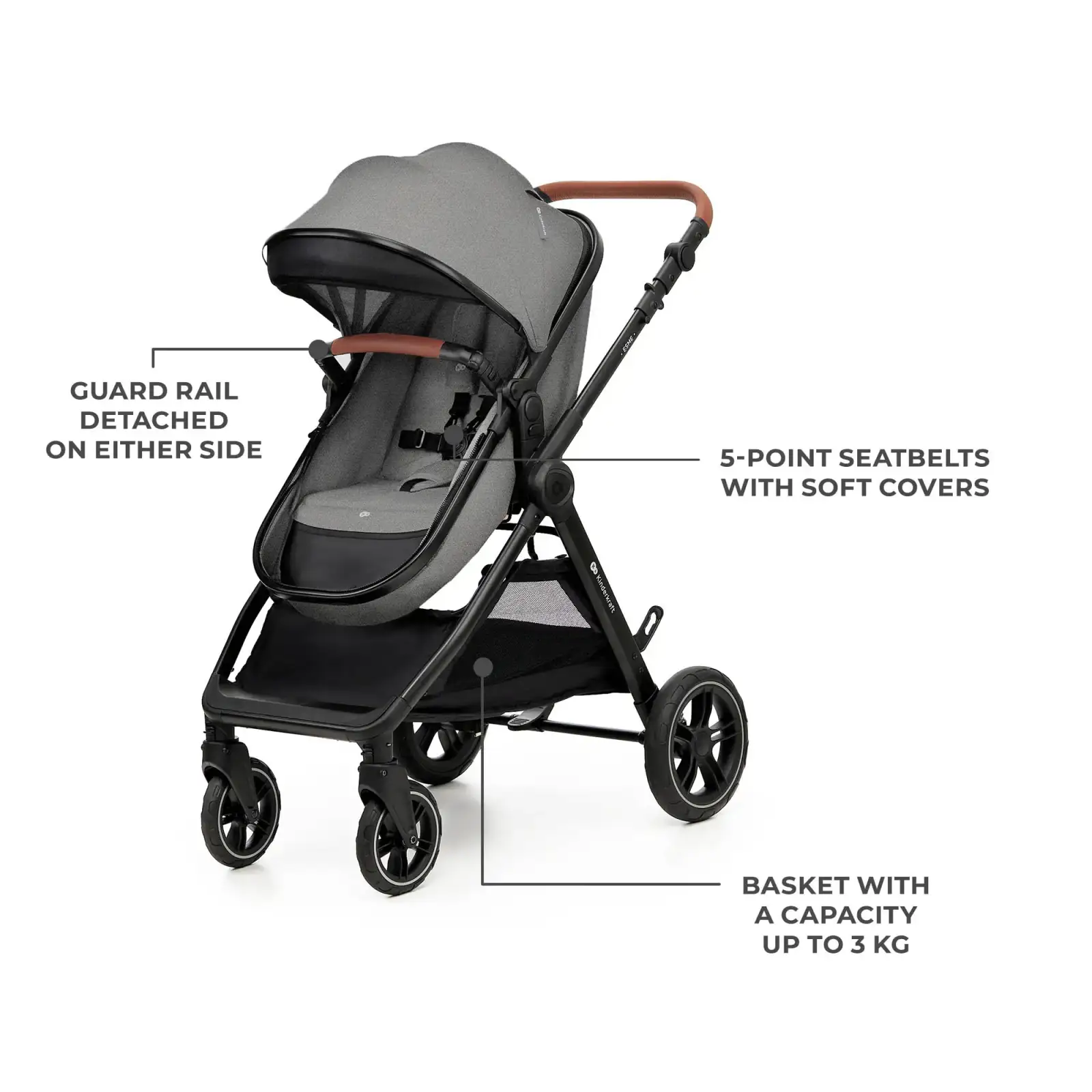 Универсальная коляска 3 в 1 Kinderkraft Esme Pro Gray (KSESME00GRY300N)