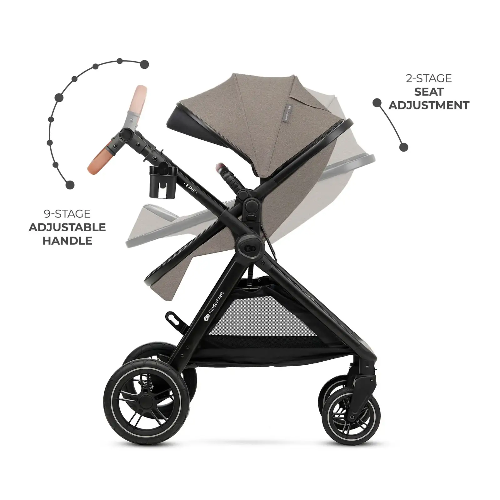 Универсальная коляска 3 в 1 Kinderkraft Esme Pro Sand Beige (KSESME00BEG300N) UA