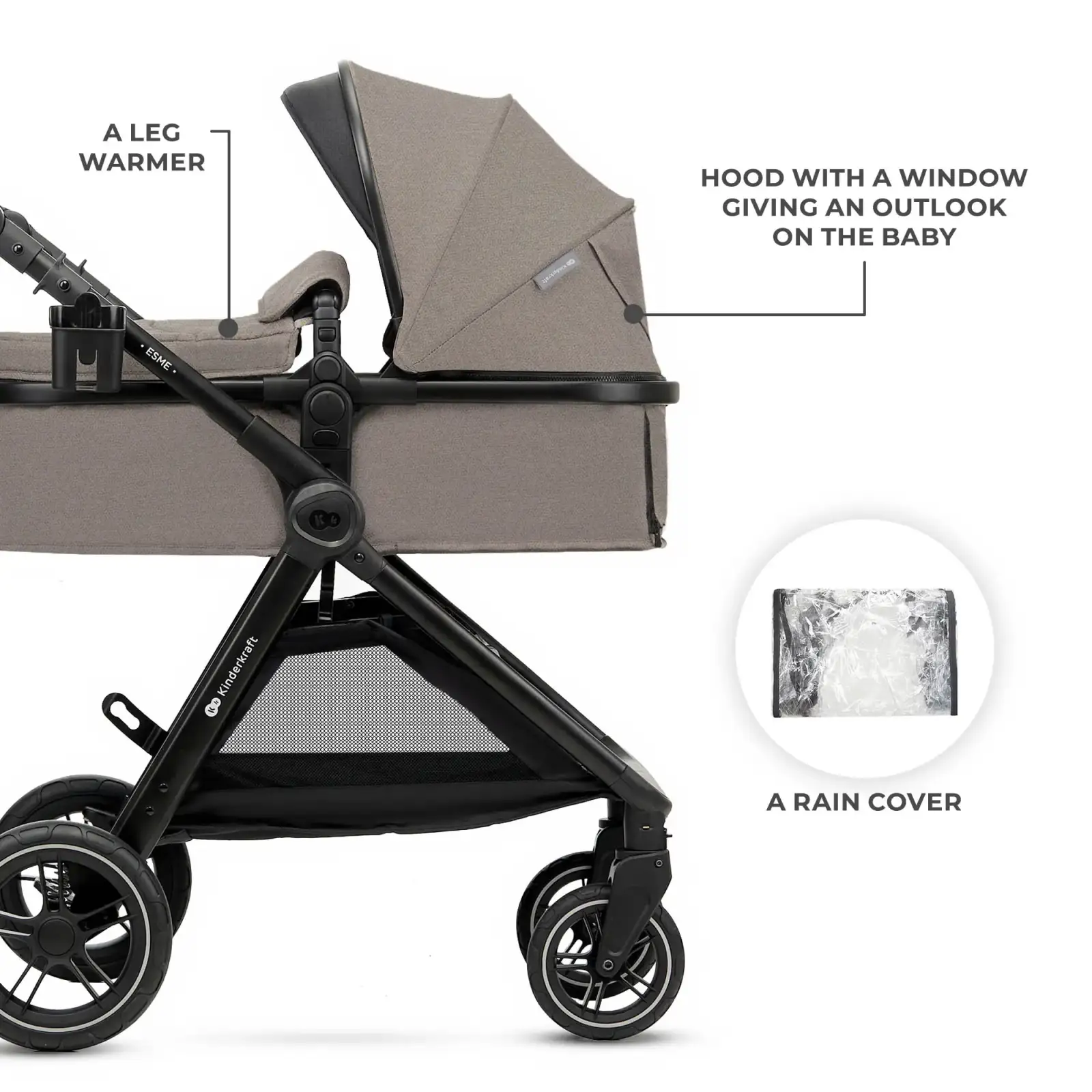 Универсальная коляска 3 в 1 Kinderkraft Esme Pro Sand Beige (KSESME00BEG300N) UA